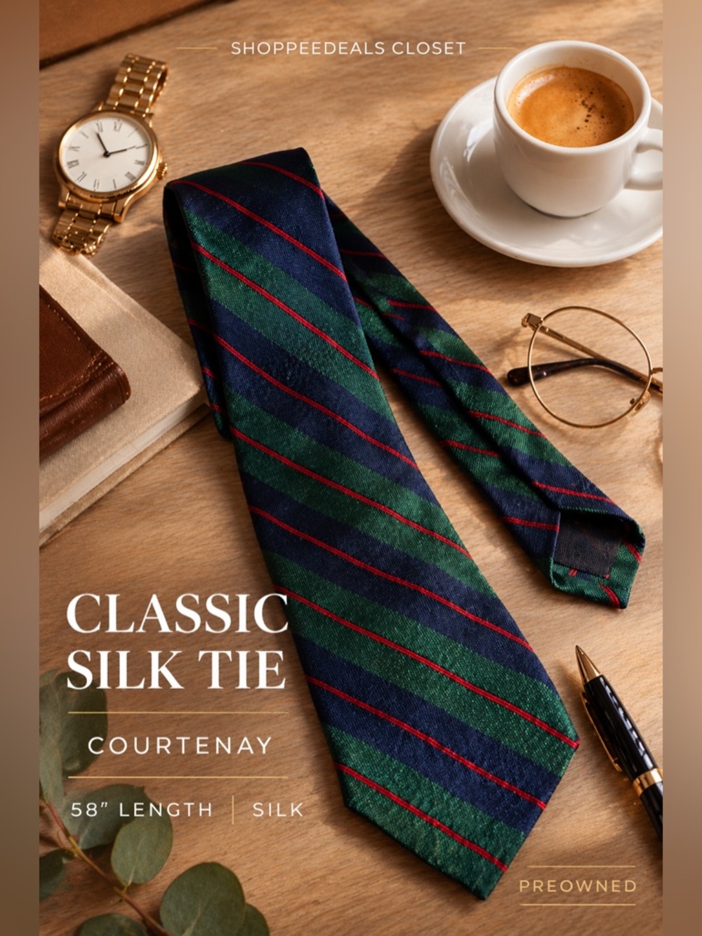 Courtenay Silk Striped Necktie Classic Business Tie 58”